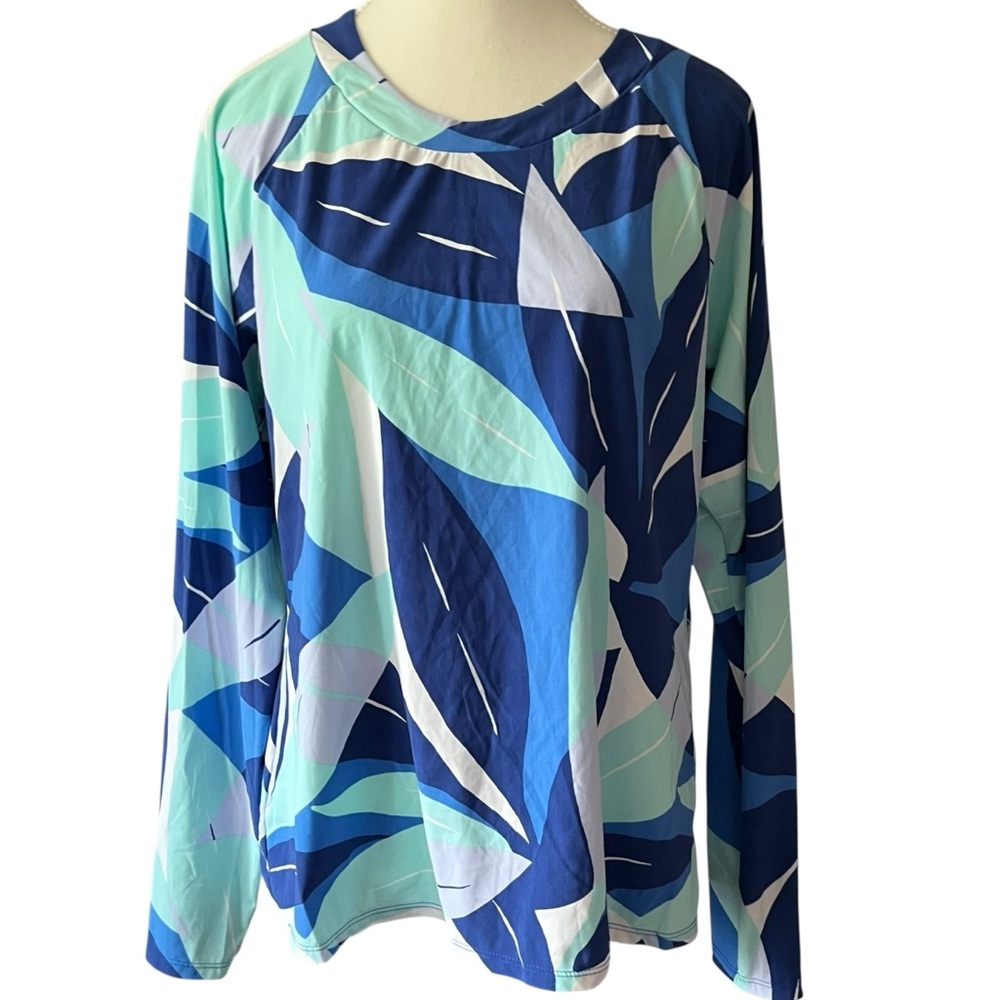 LA BLANCA Palm Reader Swim Top Women's XL Abstract Beach Resortwear Vacation